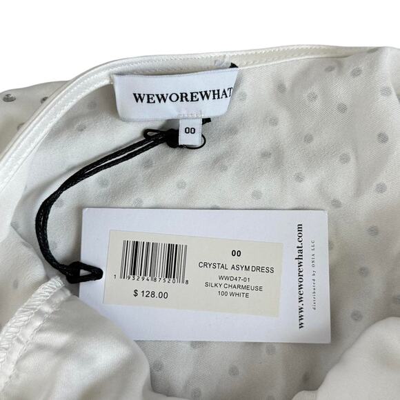 NWT WeWoreWhat Crystal Asym Dress Silky Charmeuse White - Picture 6 of 8